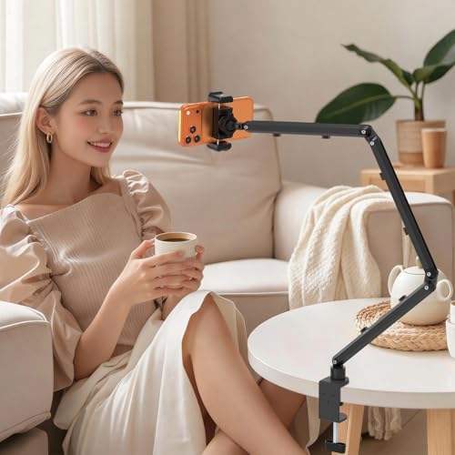 Adjustable Phone Stand,3-Stage Long Arm Holder Heavy Duty Desk Clamp Mount - Image 3