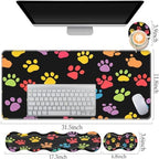 Keyboard Wrist Rest and Mouse Pad Set,31.5x11.8 Inches Desk Mat,Waterproof Non-Slip Ergonomic Wrist Support for Pain Relief,Extended Desk Protector for Office Home Gaming,Dog Paw Prints - Image 3