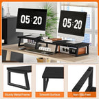 HOOBRO Dual Monitor Stand Riser, Computer Monitor Stand for PC, Black - Image 6