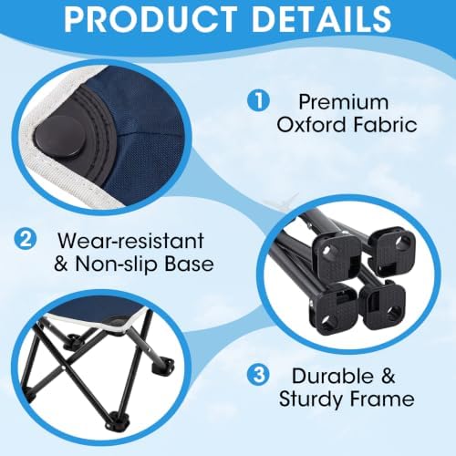 Ripeng 2 Pcs Portable Airplane Travel Foot Rest, Folding Camping Stool, Under Desk Foot Rest at Work for Long Flight, Home and Office Outdoor Hiking Fishing with Carry Bag (Blue) - Image 3