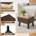 Storage Ottoman, Small Foot Stool Ottoman with Storage, Faux Leather Foot Rest with Wood Legs, Footstool for Living Room, Bedroom, Entryway, Brown - Image 4