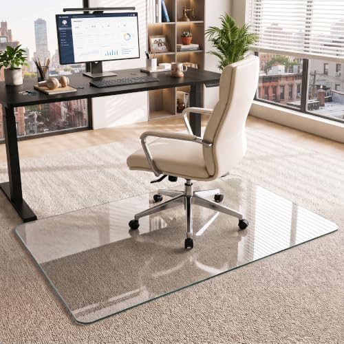 30"x48" Tempered Glass Office Chair Mat for Carpet & Hardwood Floor - Image 2