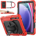 SEYMAC stock Case for Samsung Galaxy Tab S10 Lite / S10 FE / S9 FE 5G / S9 Tablet Case 10.9''/ 11'' Protective with Screen Protector, Pen Holder, 360 Rotate Stand, Hand Strap, Shoulder Strap, Red by SEYMACstock