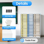 Literature Organizer with 48 Compartments, Adjustable File Sorter Mail Center, PVC Paper Storage Cabinet with Shelves for Home, Office & Classroom, White - Image 7
