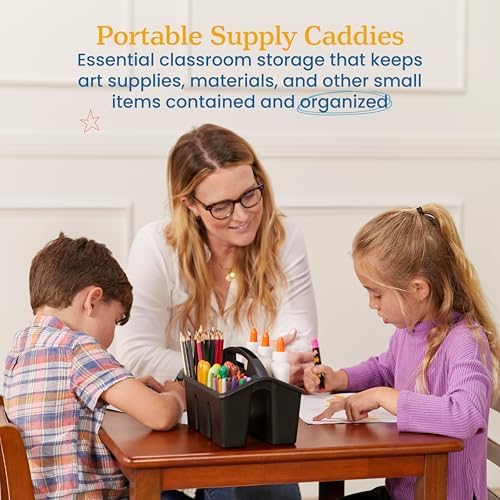 ECR4Kids 4-Compartment Small Plastic Caddy, Multipurpose Organization, Black, 6-Pack - Image 3