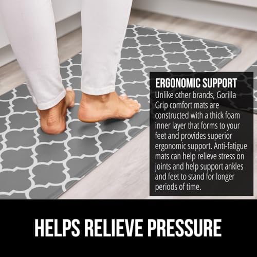 GORILLA GRIP Cushioned Kitchen Mats for Floor, 2 PK, 17x48+17x24 Gray White - Image 3