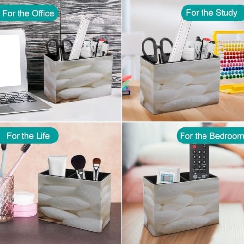 PU Leather Multi-Compartment Pen Holder Desktop Organizer Pencil Cup Storage Caddy for Office Home Supplies Closeup Cocoon White Details The Nature of The Cocoon Shell - Image 4