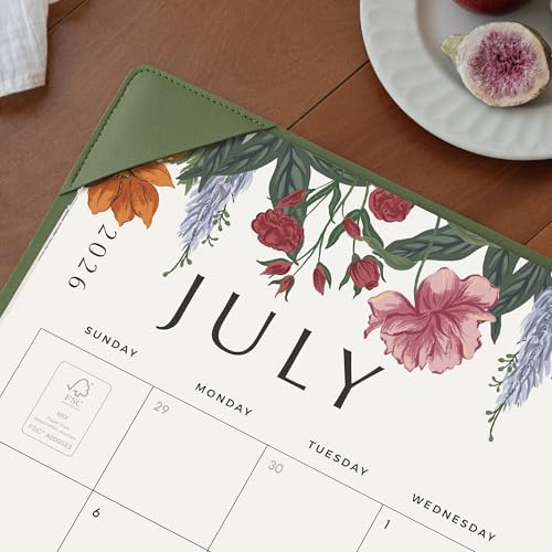 Desk Calendar 2026 with Desktop Mat, Cabbrix Large Desk Pad Calendar 22 x 17 Inch Runs From July 2026 to December 2027, Classic Floral Design Calendar 2026 for Home School and Office (Green) - Image 3