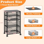 Sbanmao 4 Drawers Rolling File Cart with Wheels, Mobile File Cabinet, Black - Image 2