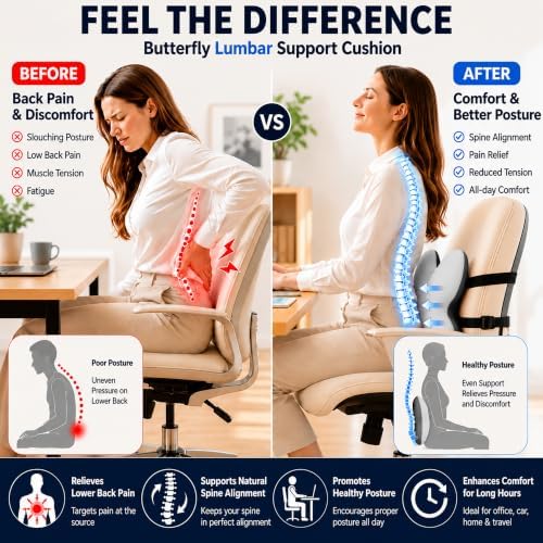 Memory Foam Lumbar Support Pillow,Back Support for Office Chair,Back Pillow for Chair,Ergonomic Lower Back Cushion for Desk Chair,Computer Chair,Gaming Chair and Car Seat,Washable Cover(Gray) - Image 2
