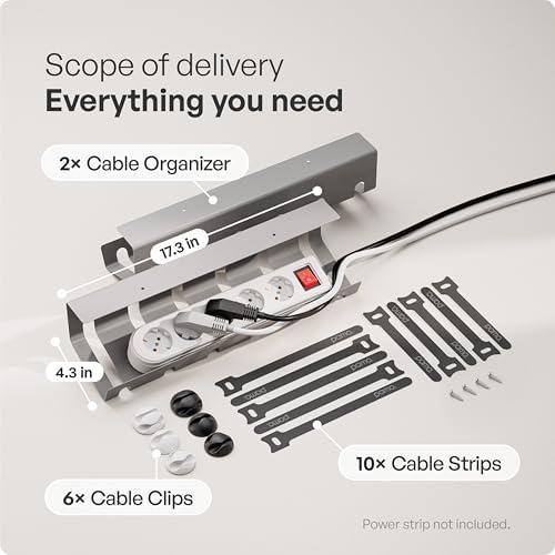 PAMO Cable Management Under Desk, Set of 2 - Grey/Silver - Image 3