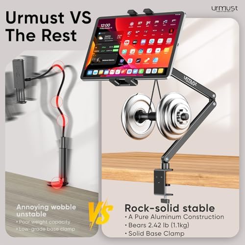 Urmust Portable Monitor Stand 15.6" Dual Arm iPad Stand for Desk - Image 6