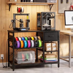 Homieasy 3D Printer Stand with Filament Storage, 39.4" x 23" top, Black - Image 2