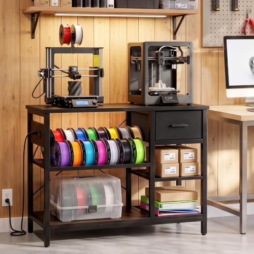 Homieasy 3D Printer Stand with Filament Storage, 39.4" x 23" top, Black - Image 2