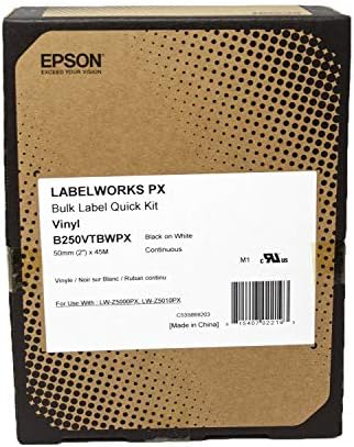 Epson LABELWORKS B250VTBWPX Bulk Vinyl Tape - Black on White - 2" (50mm) - Image 3