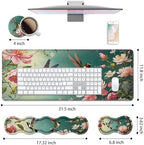4 in 1 Ergonomic Keyboard Wrist Rest & Mouse Pad Wrist Rest Set, Large XXL Gaming Desk Mat 31.5"x 11.8" with Non-Slip Base, Memory Foam for Home Office Study Gaming, Hummingbird Flowers - Image 2