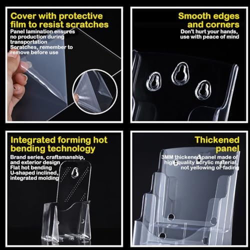 Acrylic Brochure Holder 2 Pcs 4 Tier Clear Literature Stand - Image 4