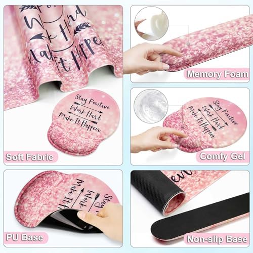 Desk Mat Set Keyboard and Mouse Pad with Wrist Rest Support - Image 5