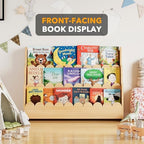 SpaceAid 3-Tier Scalloped Bookshelf, Montessori Bookcase for Toddlers, Wooden Book Shelf Organizer Display Furniture for Kids Rooms, Playroom, Nursery and Classroom, 36.7“ Wide, Natural - Image 5