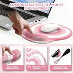 iLeadon Pink Desk Mat Set, 4in1 Mouse Pad Set with Wrist Rest - Image 5