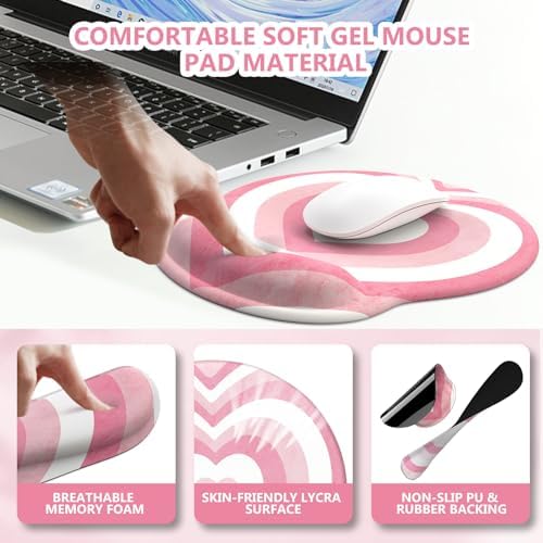 iLeadon Pink Desk Mat Set, 4in1 Mouse Pad Set with Wrist Rest - Image 5