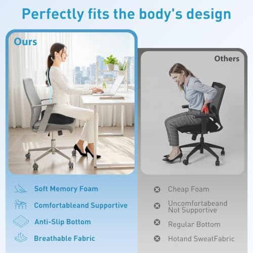 BlissTrends Memory Foam Seat Cushion for Office Chair & Car Seat, Grey - Image 6