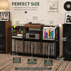 Record Player Stand with Dual Display Bins Storage for 300+ Vinyl Records - Image 5