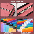 SEEKIND PU Leather Accordion File Organizer with Handle & Strap，12 Pockets Expanding File Folder with Zipper & Labels，Portable Document Organizer File for Letter A4 Files - Image 5