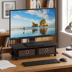 Monitor Riser with Bin Drawers, Laptop Stand for Desk, Office Desk Accessories, Monitor Stand Riser, Desk Organizers and Accessories, Espresso by Mikkagu