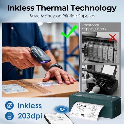 Labeer Bluetooth Thermal Shipping Label Printer, Wireless 4x6 Printer Green - Image 6