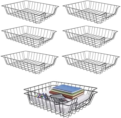 6 Pack Desk Drawer Organizer Letter Tray – Stackable Metal Mesh Wire Paper Trays | A4 Paper Document Desk Basket with Smooth Edges | Rust Proof Storage Tray for Home Office School Desk by ElyelsannsBaby