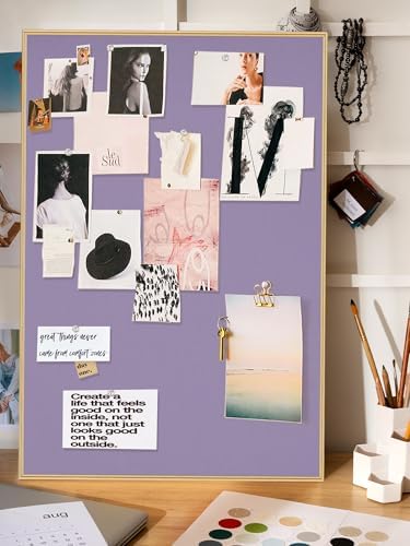 Fabric Bulletin Board 40x30 inches, Golden Aluminum Framed Wall Pin Board - Image 5