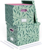 Oterri 2 Pack File Storage Organizer, Document Organizer, Portable File Box with Lid, Fit for Letter/Legal File Folder Storage,Leaf Green-Box only by Oterri