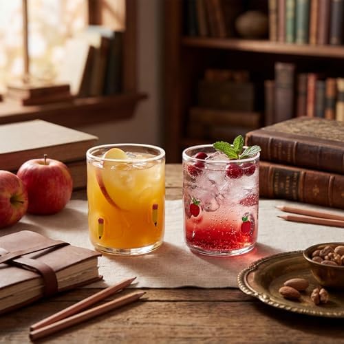 SiliFine 2 PCS Pencil & Apple Icon Juice Glasses - Image 5