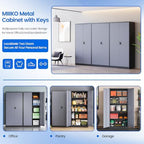 MIIIKO Metal Storage Cabinet with Doors and Shelves, 72" Tall Steel Storage Organizer Cabinets with Lock for Garage,Home Office,Warehouse（Black Grey） - Image 7