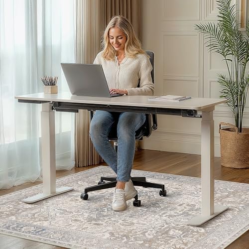 36"x60" Office Chair Mat for Hardwood Floor, Non-Slip Washable Khaki Blue - Image 2