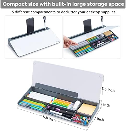 Desktop Glass Whiteboard Gray and Gray Board,Varhomax Desk Organizer and Desktop Memo Pad Solution for Home Office Accessories and School Supplies - Image 4