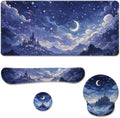 Moonlit Castle Desk Mat Set Dream Night Sky Large Mouse Pad with Wrist Rest 4in1 Desk Mat for Desktop Ergonomic Computer Desk Arm Wrist Anti-Slip Computer Ergonomic Mouse Pad Home Office Gaming by Unknown