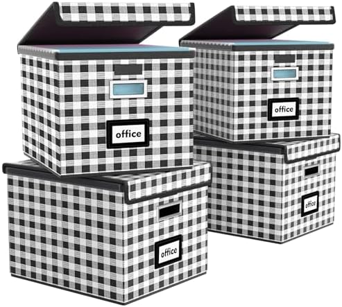 File Organizer Box with Lids, Collapsible File Folder Organizer by Huolewa