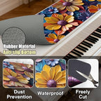 Piano Top Runner Mat, Non-Slip Rubber Bottom, Free Cut Protector Dust-Proof Covers for Musical Instrument, Chiffonier, Chest of Drawers, TV Stand, Television Cabinet (Oil Painting Floral, 61" x 13.8") - Image 4