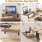 Desk Extender, 22-inch Clamp-On Desk Shelf, Height-Adjustable Desktop Shelf Organizer for Monitors Office and Gaming Accessories, Arm Support Table Extension, 44lbs Heavy Duty, Dark Brown - Image 6