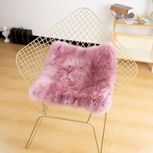 LLB Sheepskin Chair Covers Office Chair Cushion Dining Room Chair Pads Desk Chair Seat Cushion for Computer Fur Area Rugs for Living Room 18x18 Inch (Pack of 1), Light Pink - Image 5