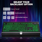Large Print Backlit Computer Keyboard, 7-Color Backlit Keyboard with Wrist Rest, USB Plug-and-Play, Oversize Letters Keys Easy to See and Type, Wired Light Up Keyboards for Laptop, PC, Gaming - Image 6
