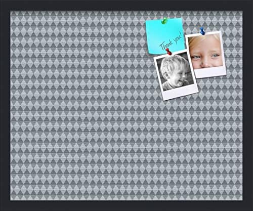 PinPix 22x18 inch Cork Bulletin Board. This Decorative Framed Pin Board Comes with Diamond Pattern in Grey and Blue Design and Satin Black. Ideal for Home, Office Decor or School (PinPix-227) by PinPixBulletinBoards