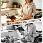 Walnut Wooden Cookbook Stand with Elastic Page Clips, 15.8" x 9.5" x 5.5" Large Recipe Book Holder for Kitchen Counter, Hands Free Display Stand for Cooking - Image 4