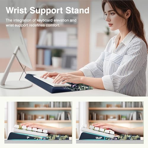 Ospelelf Keyboard Wrist Rest Stand Pad and Ergonomic Mouse Pad Set with Large Mousepad, Memory Foam Comfort, Premium Office Desk Accessories for Pain Relief, Moonlit Blossoms - Image 5