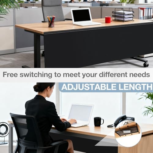 Tegeme 71" Under Desk Privacy Panel Self Adhesive Desk Curtain Skirt, Black - Image 3