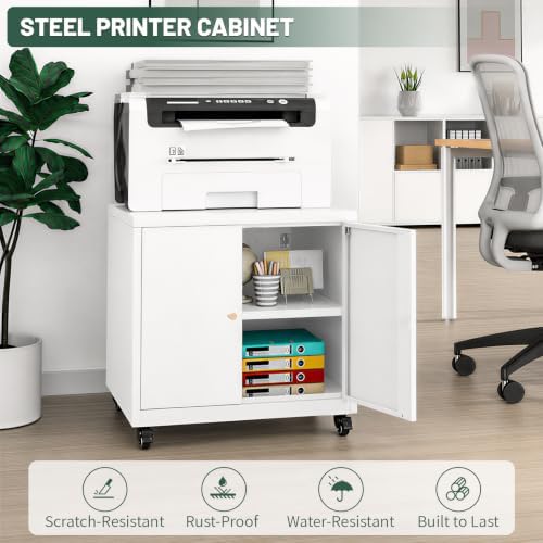 Large Rolling Printer Stand with Storage,Printer Table for Home Office - Image 6