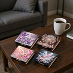 4Pcs Flower PU DIY Diamond Art Painting Sticky Notes Holder (640 Blank Notepads) Cube Note Box Mosaic Craft Set for Office Accessories Desk Office Workplace - Image 5