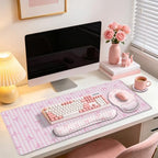 LIMKRIAN Pink Striped Mouse Pad Desk Mat Set, Cute Back to School Supplies - Image 3